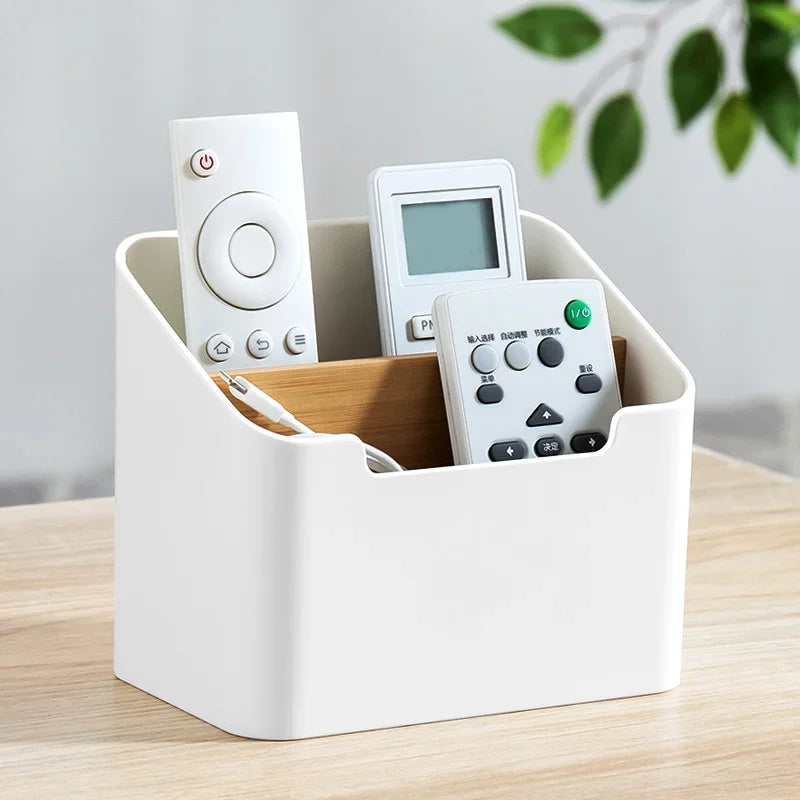 Organizador de Escritorio con Compartimentos para Control Remoto y Cosméticos