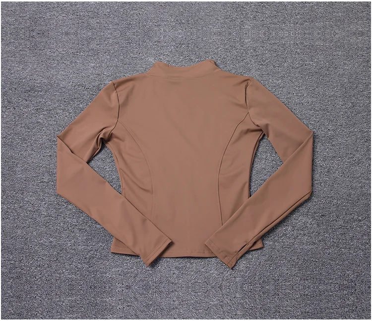 Campera deportiva de mujer para entrenamiento, manga larga con cierre