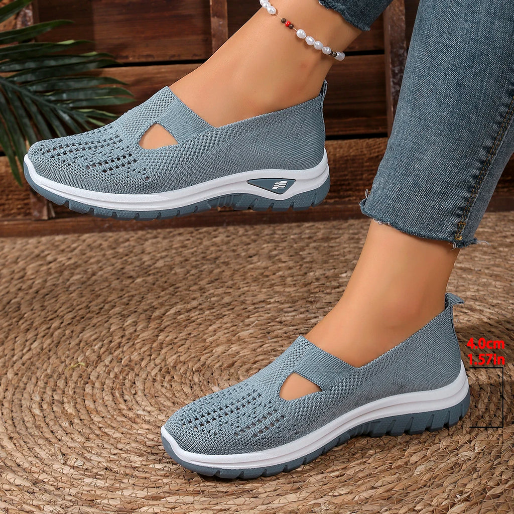 Zapatillas de Mujer Tejidas con Cierre Slip-On y Suela Antideslizante