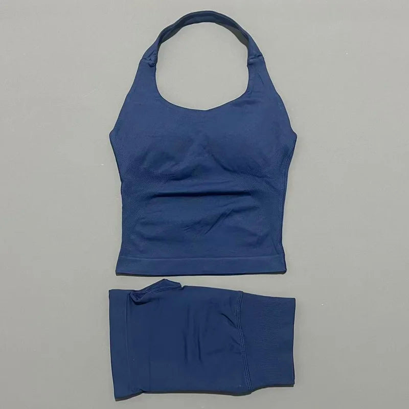 Conjunto Deportivo de 2 Piezas Top Halter y Short Modelador para Mujer