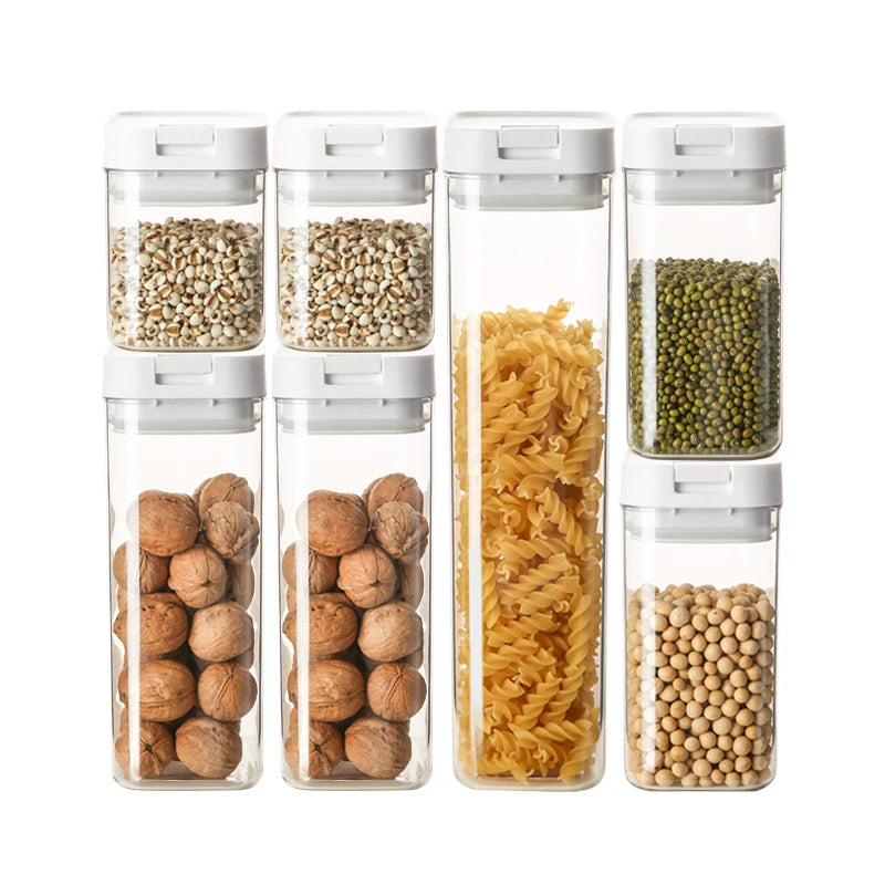 Frasco Hermético de Plástico Transparente para Pasta y Granos