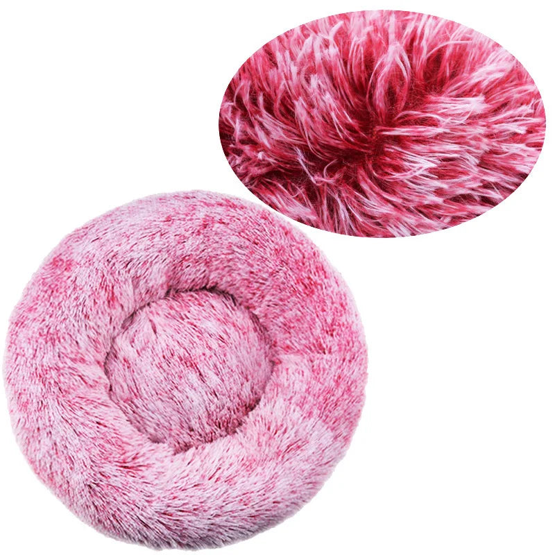 Cama Redonda de Peluche Suave para Perros y Gatos, 6 Tamaños