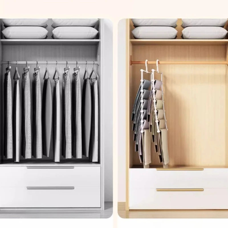 Percha Plegable Multicapa para Pantalones con Clips Antideslizantes