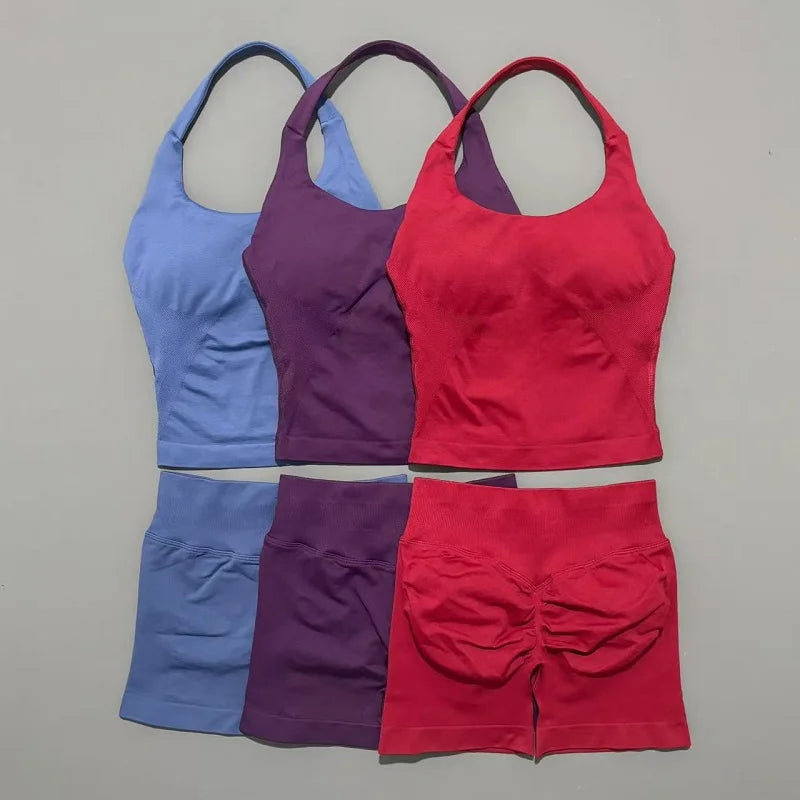 Conjunto Deportivo de 2 Piezas Top Halter y Short Modelador para Mujer