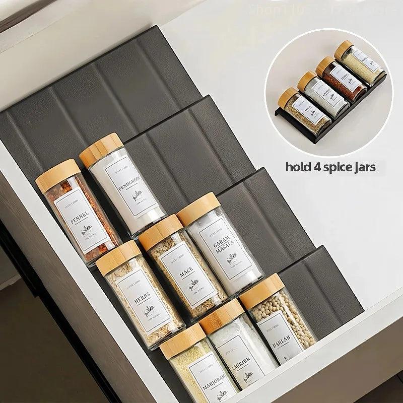 Organizador de especias para cajón, 4 niveles ajustables, para frascos y botellas de condimentos