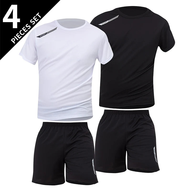 Conjunto deportivo de remera y short para hombre, secado rápido - talles grandes