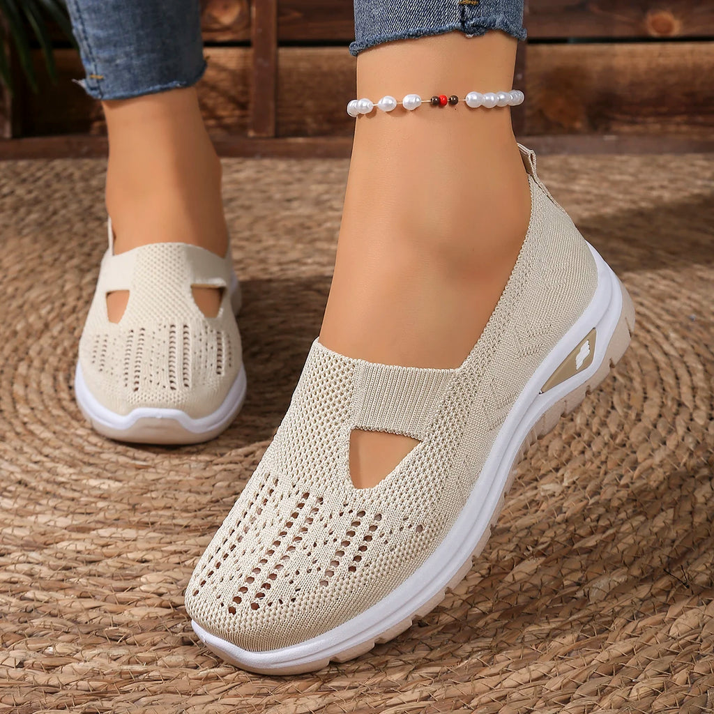 Zapatillas de Mujer Tejidas con Cierre Slip-On y Suela Antideslizante